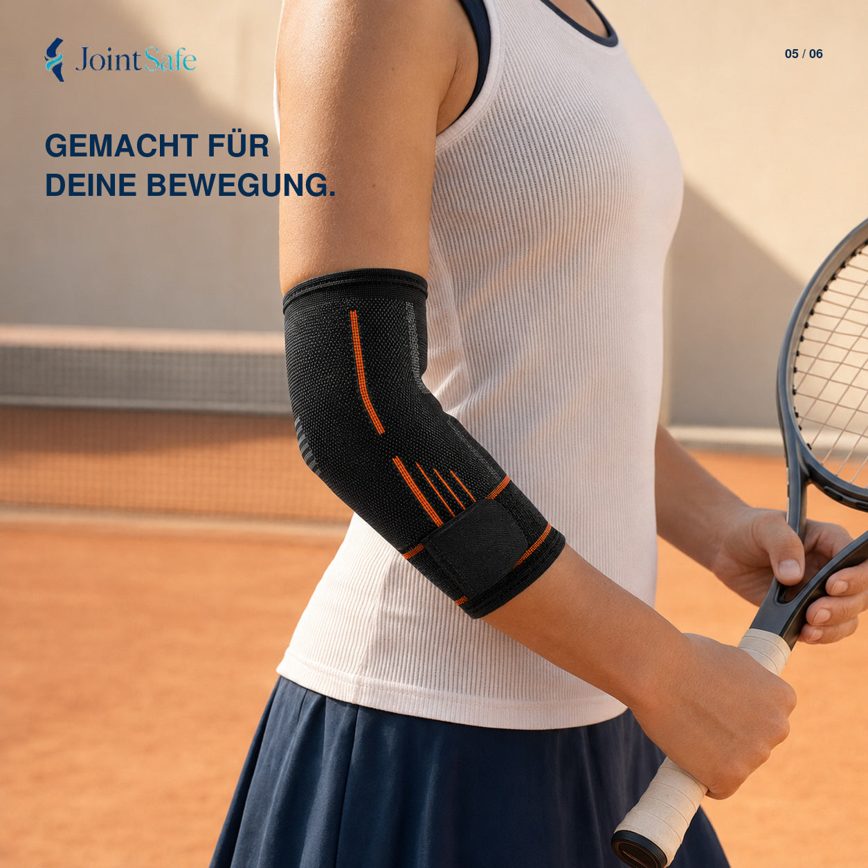 JointSafe Ellenbogenbandage beim Tennisspielen