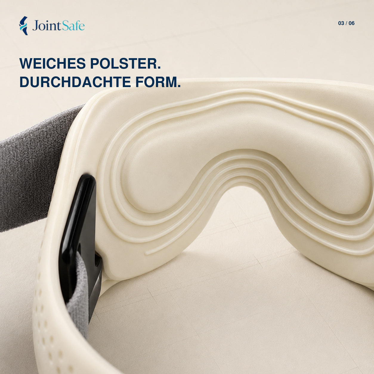 Nahaufnahme des weichen JointSafe Silikonpolsters